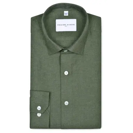 Chemise flanelle kaki Chemises Hommes