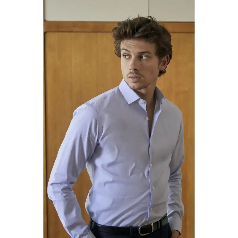 Chemise oxford bleu pied de poule Chemises Hommes