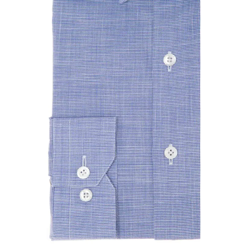 Chemise chambray bleue pied de poule Chemises Hommes