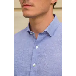 Chemise chambray bleue pied de poule Chemises Hommes