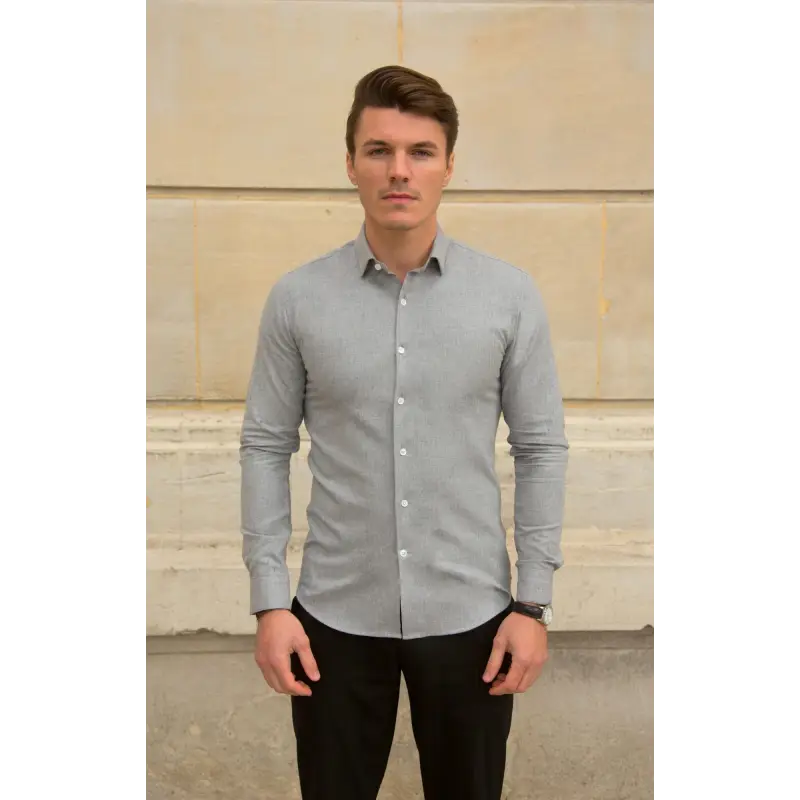 Chemise flanelle grise Chemises Hommes