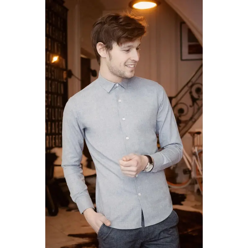 Chemise flanelle grise Chemises Hommes