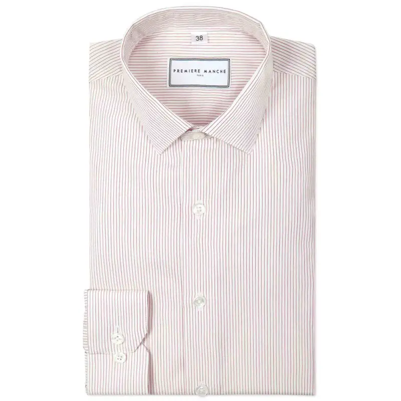 Chemise popeline fines raies rouges Chemises Hommes