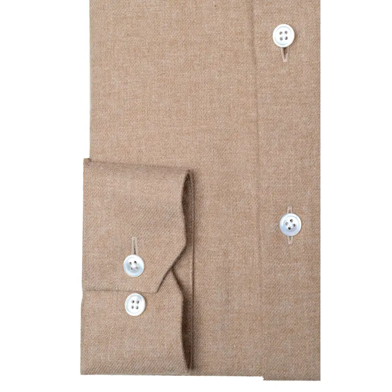 chemise flanelle beige poignet