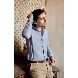 Chemise oxford bleue 100% coton Supima bio