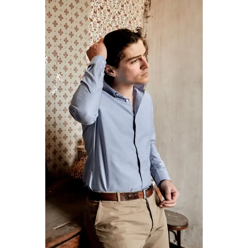 Chemise oxford bleue 100% coton Supima bio