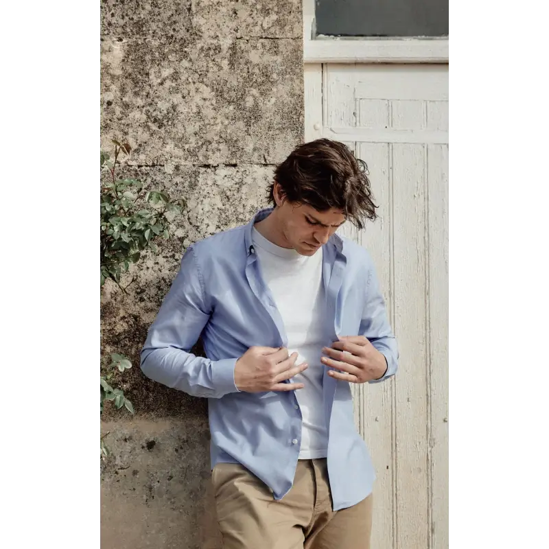 Chemise oxford bleue 100% coton Supima bio