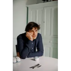 Chemise casual lin bleu marine homme