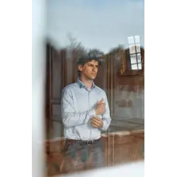 Chemise homme formelle bleue à petits chevrons