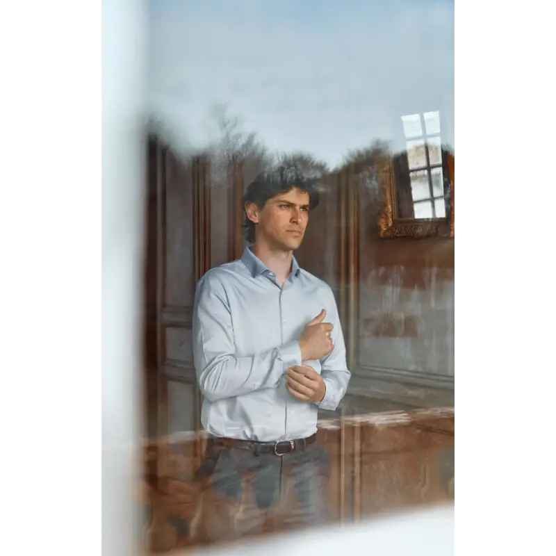 Blue herringbone shirt