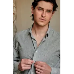 chemise homme rayée en tissu japonais - col officier