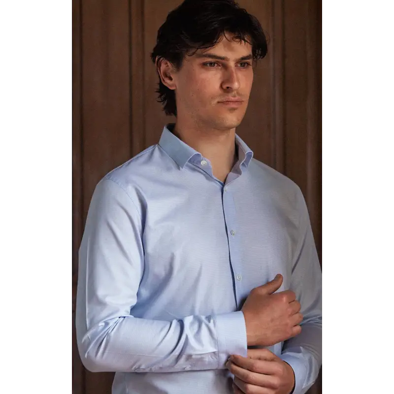 Chemise popeline petits carreaux bleu