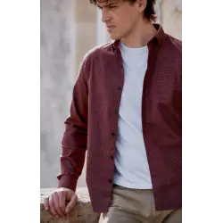 Checked black & red houndstooth shirt