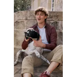 Checked black & red houndstooth shirt