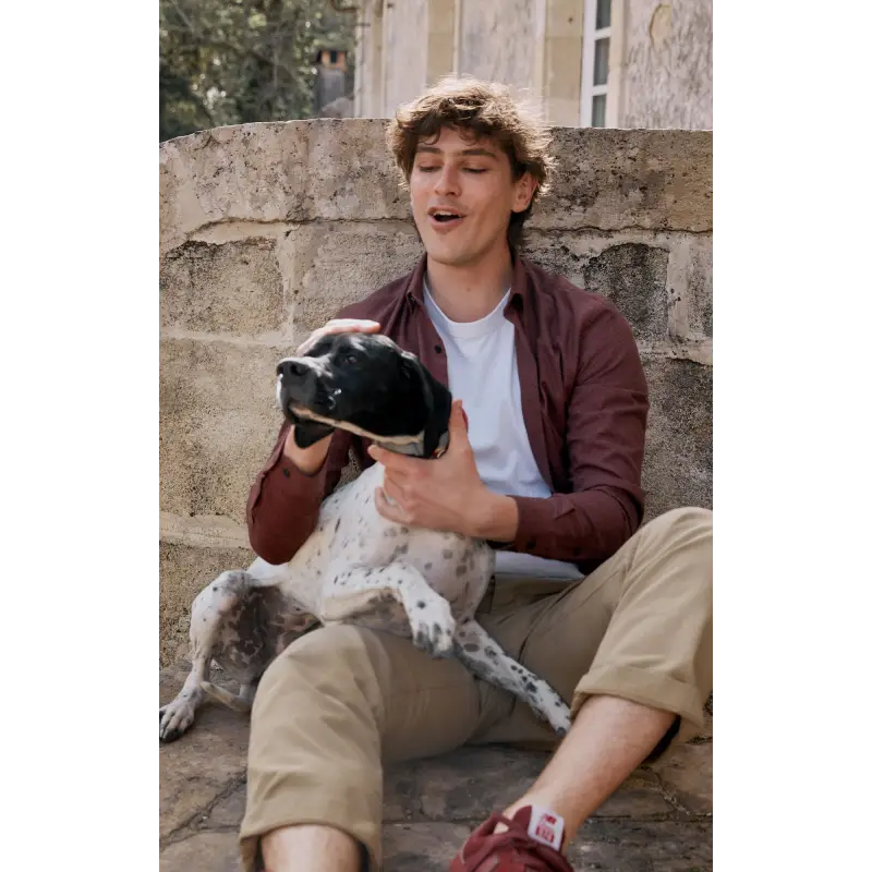 Checked black & red houndstooth shirt