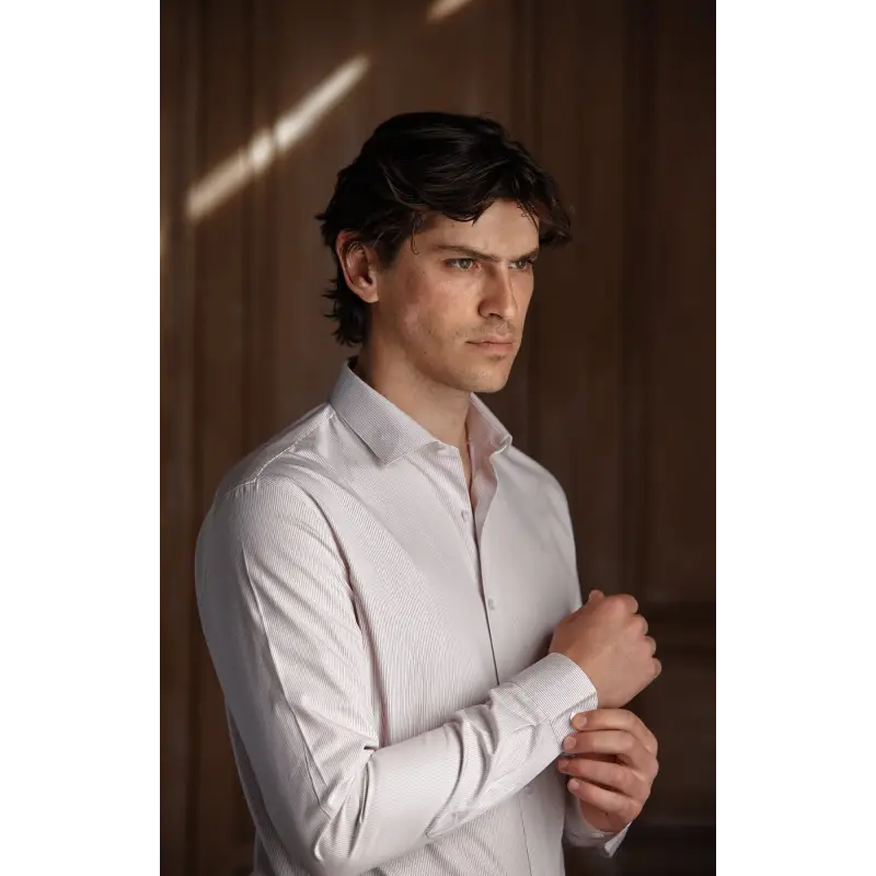 Chemise petites raies rouge