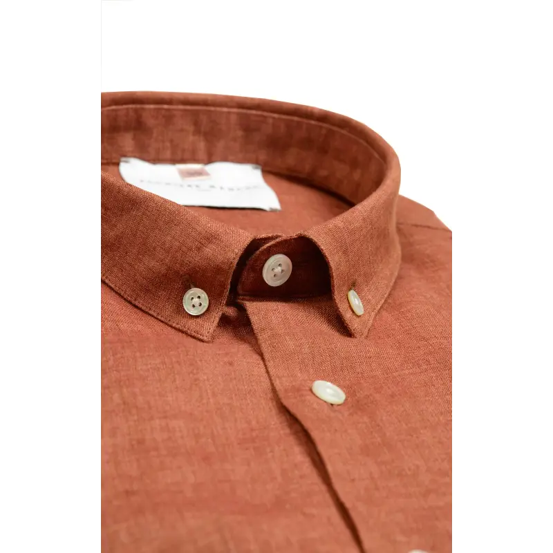 Rust-colored linen shirt