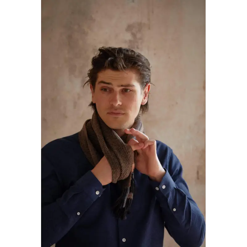 Tom scarf - Brown herringbone