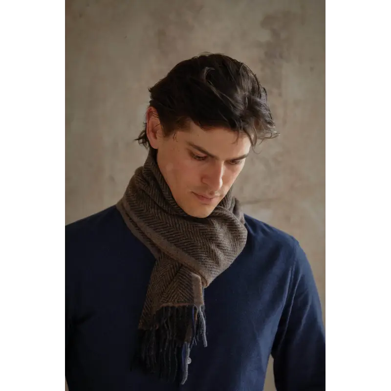 Tom scarf - Brown herringbone