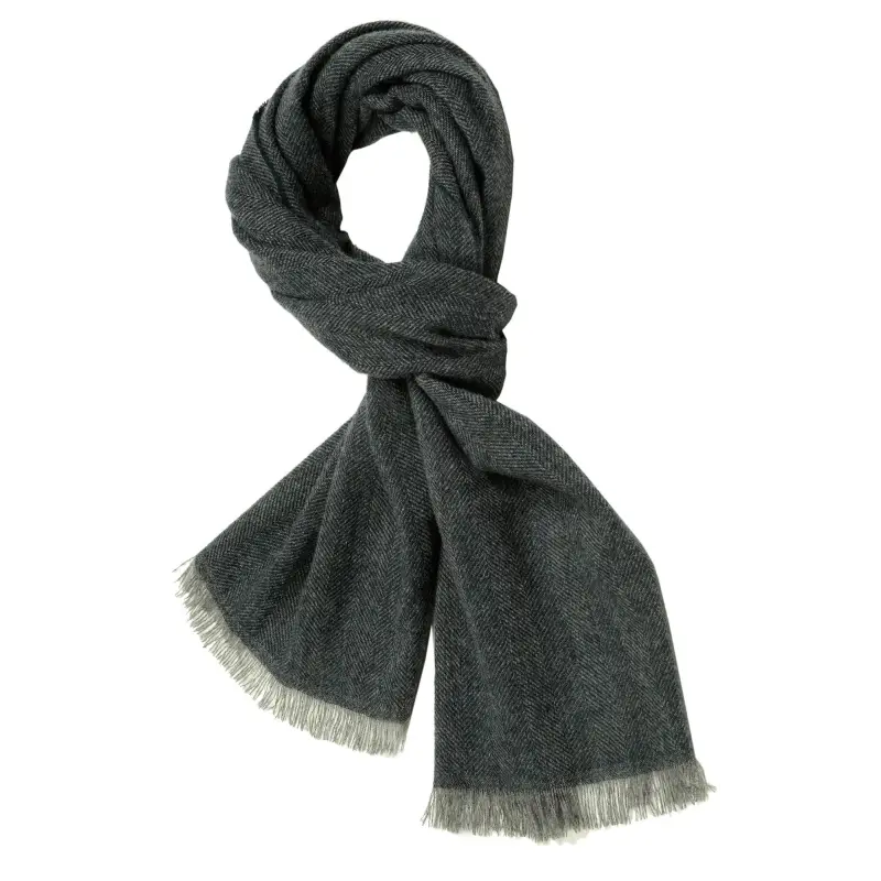 100% cashmere scarf - Navy herringbone