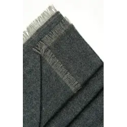 100% cashmere scarf - Navy herringbone