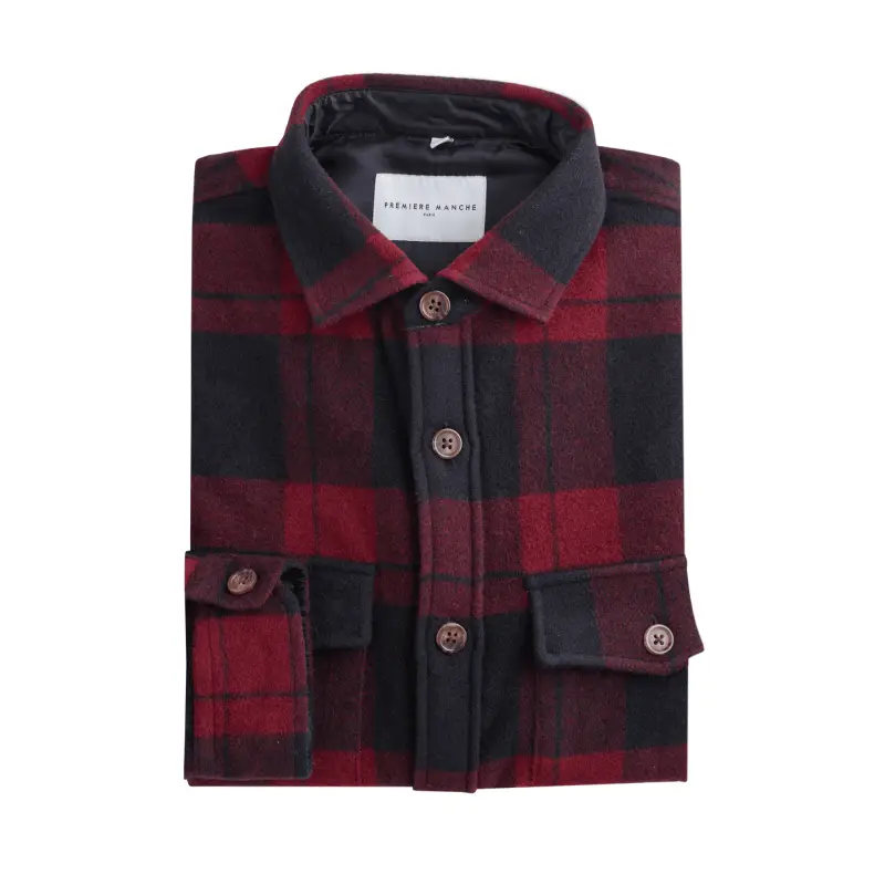 Surchemise en laine à carreaux